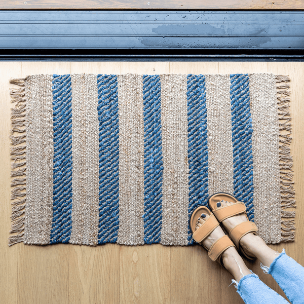 Harvey Cotton Jute Mat Blue Pure Zone
