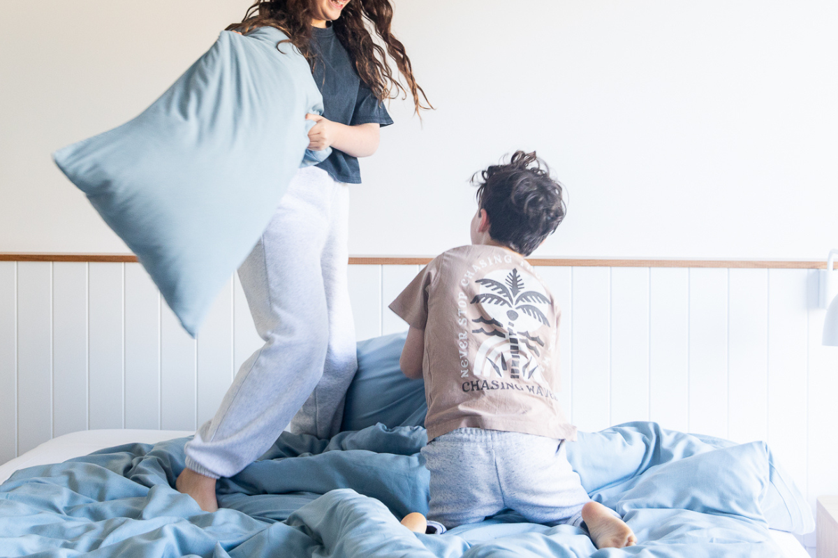 Back To School -  Back To Sleep Ease back into school season with cooler rooms, gentle routines and breathable bedding made for real family life.