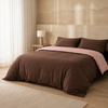 Vintage Cotton Quilt Cover Set in Chocolate and Soft Pink