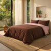 Vintage Cotton Quilt Cover Set in Chocolate and Soft Pink