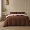 Vintage Cotton Quilt Cover Set in Chocolate and Soft Pink