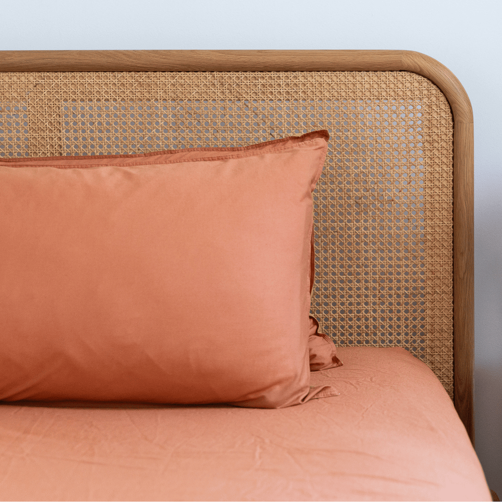 Vintage Cotton Fitted Sheet and Pillowcase Set in Apricot