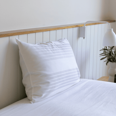 Organic Bamboo Tayla Stripe Quilt Cover Set in White