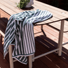 White Haven Cotton Terry Beach Towel in Green Stripe