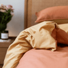 Vintage Cotton Reversible Quilt Cover Set - Apricot & Butter