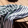 White Haven Cotton Terry Beach Towel in Green Stripe