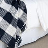 Cotton Waffle Check Throw in Navy