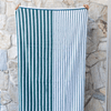 White Haven Cotton Terry Beach Towel in Green Stripe