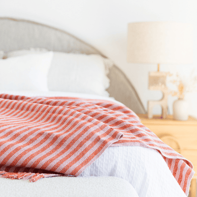 Somers Stripe Cotton Throw in Pink and Orange
