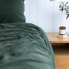 Organic Bamboo Stone Washed Quilt Cover Set in Forest Green