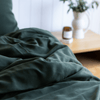 Organic Bamboo Stone Washed Quilt Cover Set in Forest Green