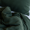 Organic Bamboo Stone Washed Quilt Cover Set in Forest Green