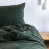 Organic Bamboo Stone Washed Quilt Cover Set in Forest Green