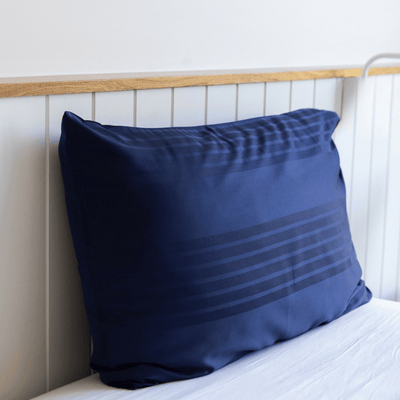 Organic Bamboo Tayla Stripe Quilt Cover Set in Indigo