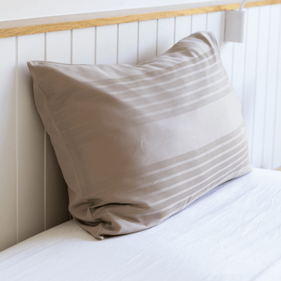 Organic Bamboo Tayla Stripe Quilt Cover Set in Stone