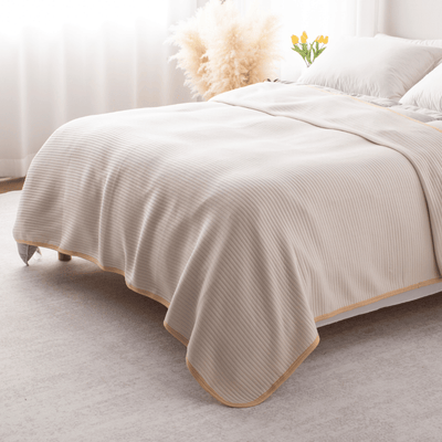 Bamboo Cotton Jersey Blanket in Oat