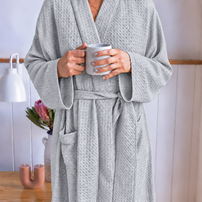 Bamboo Waffle Robe in Mist 