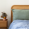 Bamboo Stone Washed Quilt Cover Set in Charcoal with Moss Pillowcases