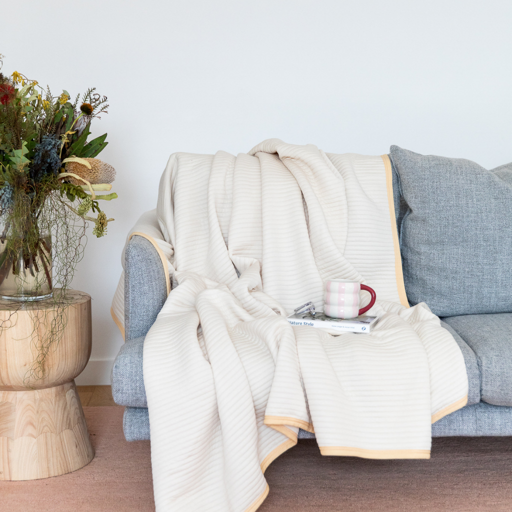 Bamboo Cotton Jersey Blanket in Oat