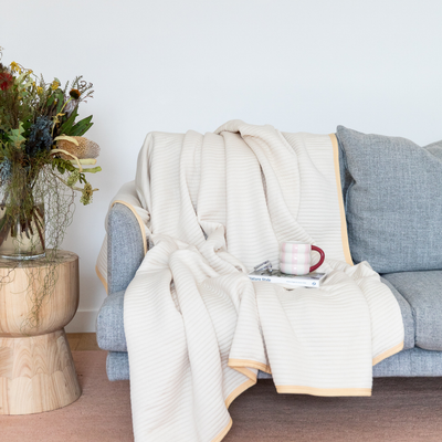 Bamboo Cotton Jersey Blanket in Oat