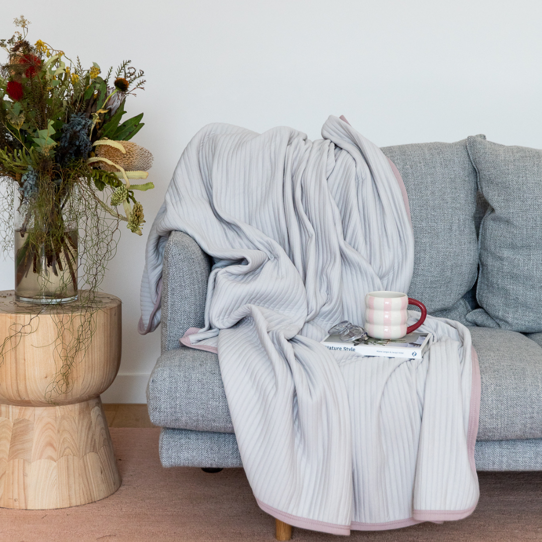 Bamboo Cotton Jersey Blanket in Grey