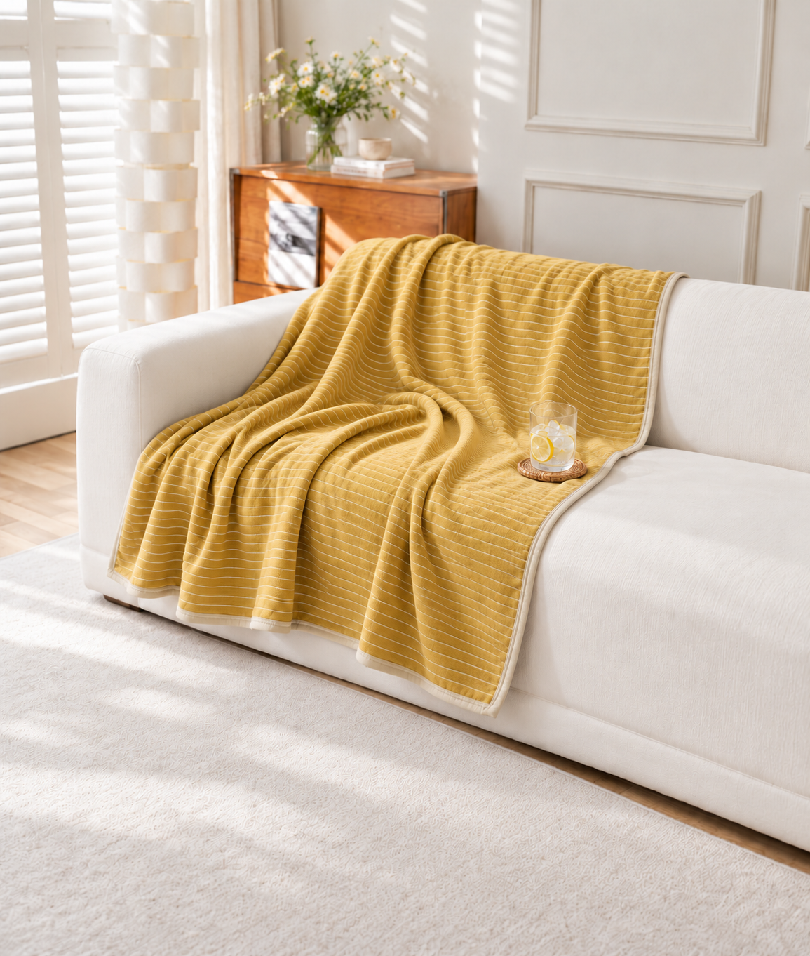 Bamboo Jersey Blanket in Mustard