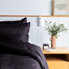 Organic Bamboo Tayla Stripe Quilt Cover Set in Black