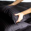 Organic Bamboo Tayla Stripe Quilt Cover Set in Black