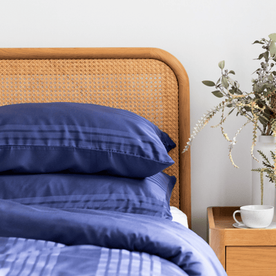Organic Bamboo Tayla Stripe Quilt Cover Set in Indigo