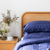 Organic Bamboo Tayla Stripe Quilt Cover Set in Indigo