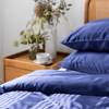 Organic Bamboo Tayla Stripe Quilt Cover Set in Indigo