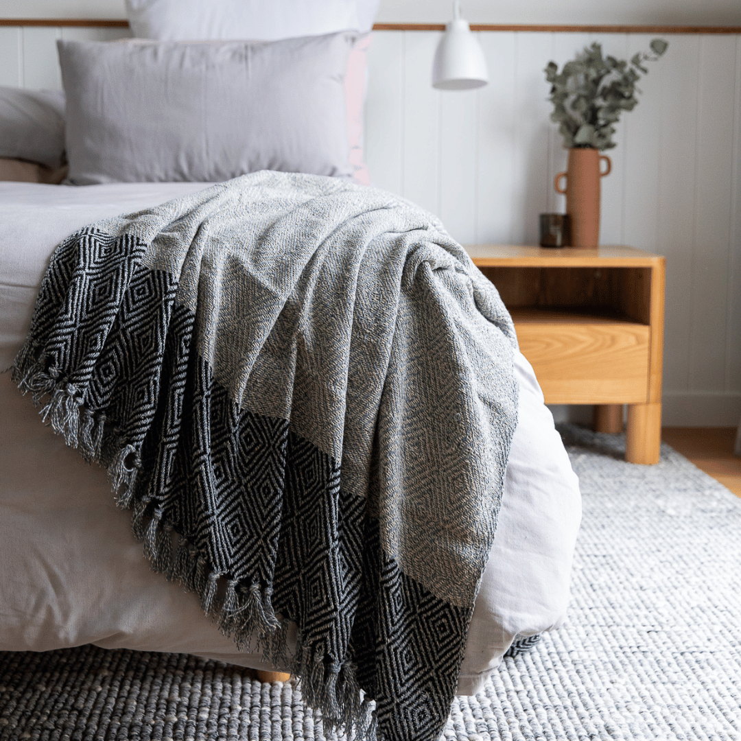 Dark grey cotton throw hotsell