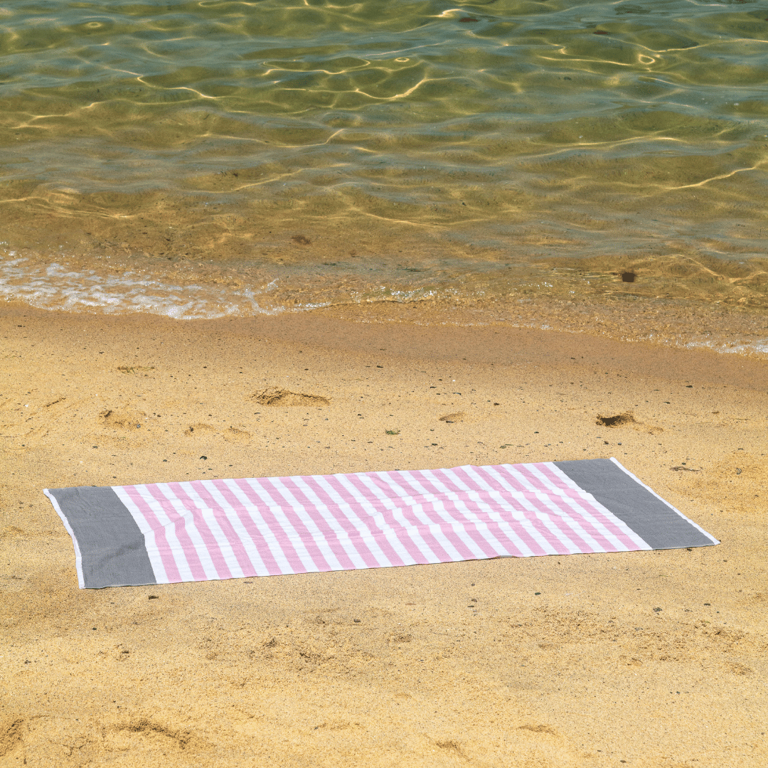 Cabana Extra Large Cotton Beach Towel Pink Stripe – Pure Zone