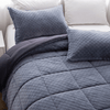 Checkered Plush Coverlet Set in Navy