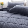 Checkered Plush Coverlet Set in Navy