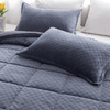 Checkered Plush Coverlet Set in Navy