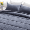 Checkered Plush Coverlet Set in Navy