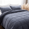 Checkered Plush Coverlet Set in Navy