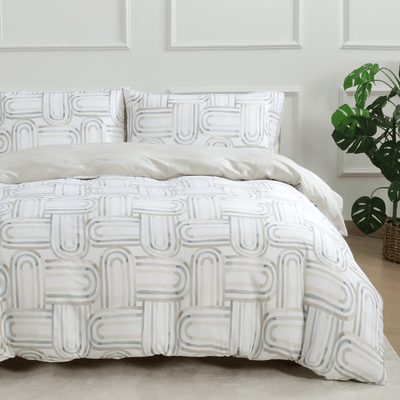 Organic Bamboo Printed Quilt Cover Set in Luna Mist