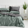 Organic Bamboo Reversible Quilt Cover Set - Graphite and Soft Sage