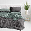 Organic Bamboo Reversible Quilt Cover Set - Graphite and Soft Sage