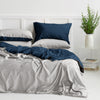 Organic Bamboo Reversible Quilt Cover Set - Midnight Blue and Silver
