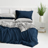 Organic Bamboo Reversible Quilt Cover Set - Midnight Blue and Silver
