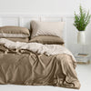 Organic Bamboo Reversible Quilt Cover Set - Stone and Ecru