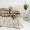 Organic Bamboo Reversible Quilt Cover Set - Stone and Ecru