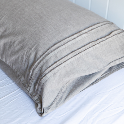 Pintuck Textured Quilt Cover Set in Stone