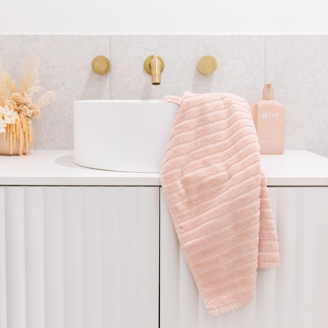 Ribbed Cotton Extra Large Hand Towels Set of 4 Pure Zone