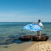 Sand Free Beach Towel for Two - Blue on Blue Stripe