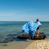 Sand Free Beach Towel for Two - Blue on Blue Stripe