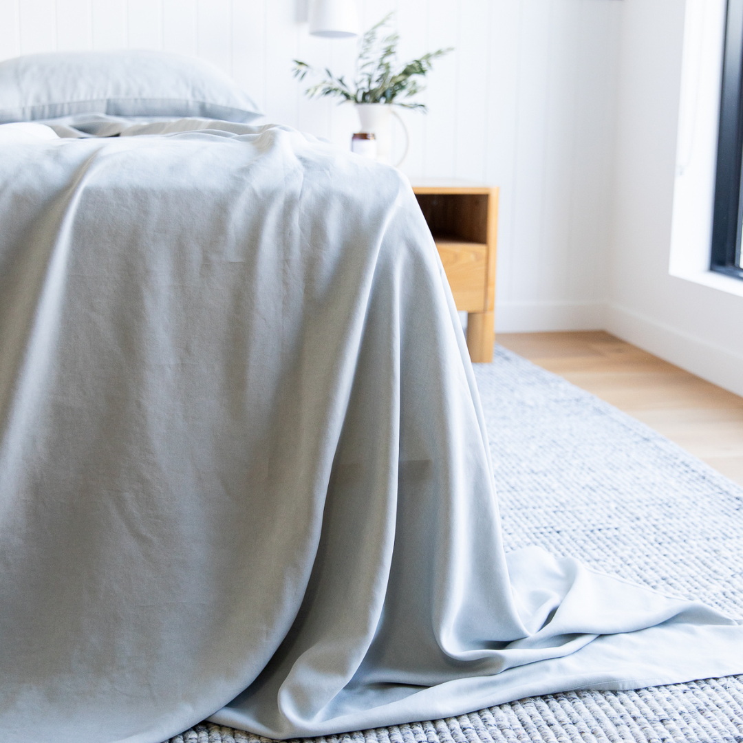 Organic Bamboo Stone Washed Quilt Cover Set in Silver
